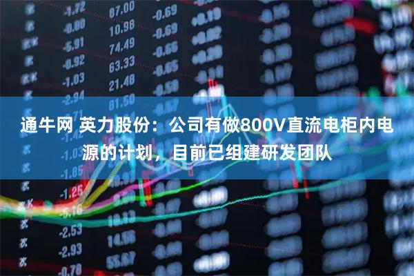 通牛网 英力股份：公司有做800V直流电柜内电源的计划，目前已组建研发团队